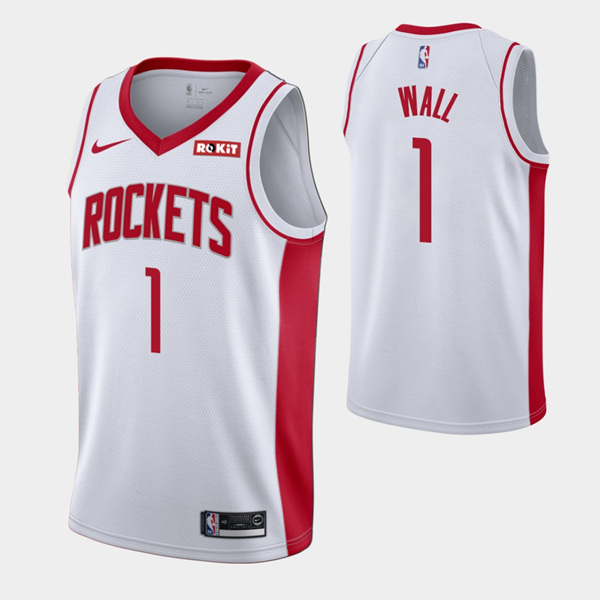 Men's Houston Rockets #1 John Wall White Stitched Basketball Jersey Men's Houston Rockets #1 John Wall White Stitched Basketball Jersey
